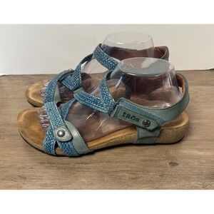 Taos Women 10.5‎ Trulie Sandal Braided Blue Leather Comfort Shoe Open Toe